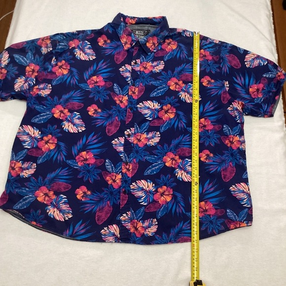 Mens Broken Threads 5XL Floral Hawaiian Print Button Up Shirt Short Sleeve - Picture 2 of 5